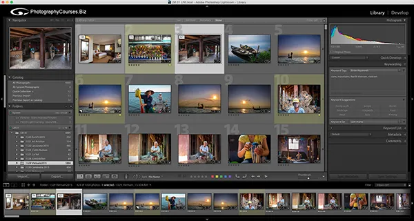 Adobe Lightroom library module showing images of Vietnam